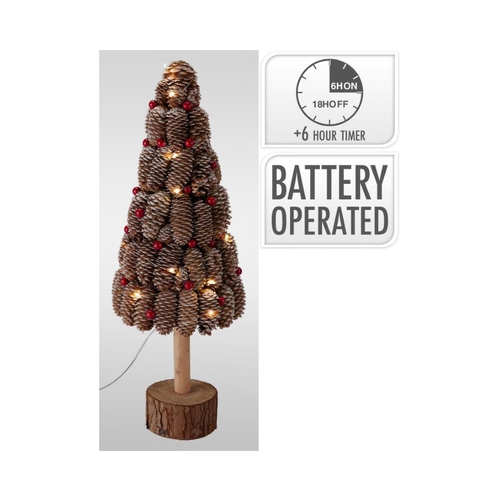 ALBERO LEGNO PIGNE 20 LED H.50